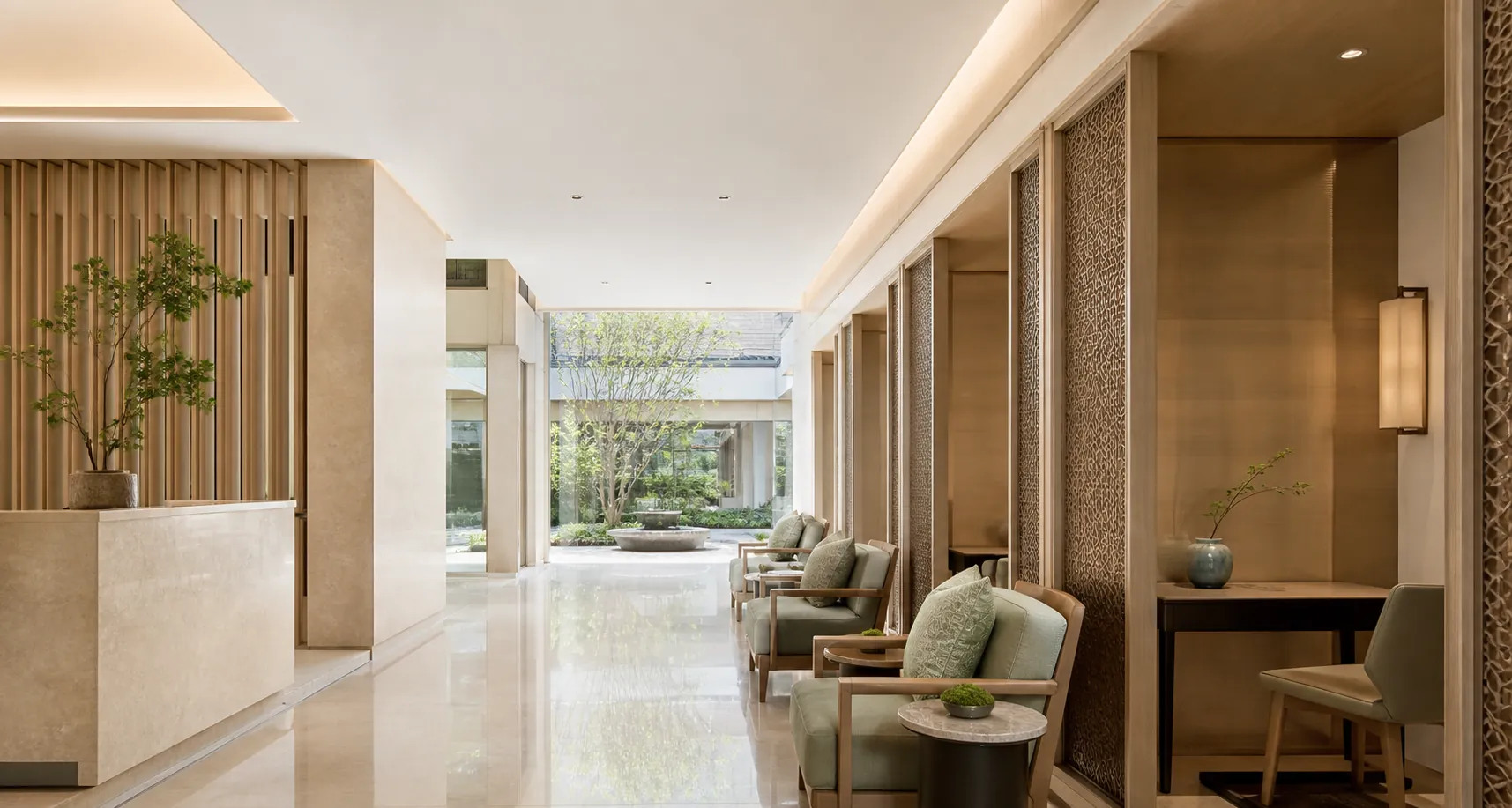 A calm international patient lounge in China