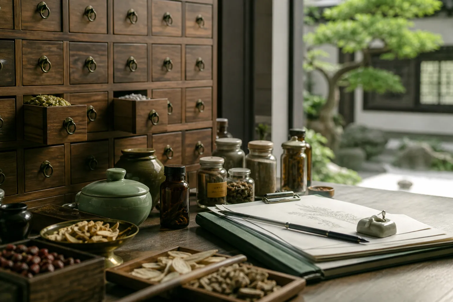 Traditional Chinese medicine ingredients arranged at their source
